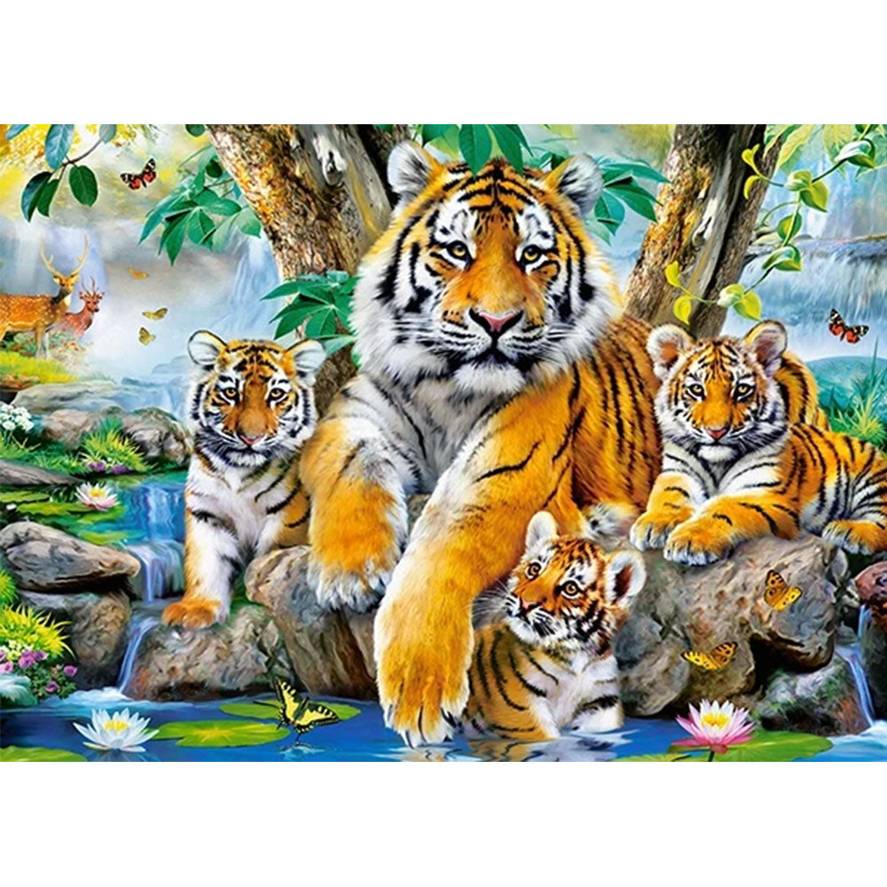 Puzzle-120-Piezas - Tigers by the Stream