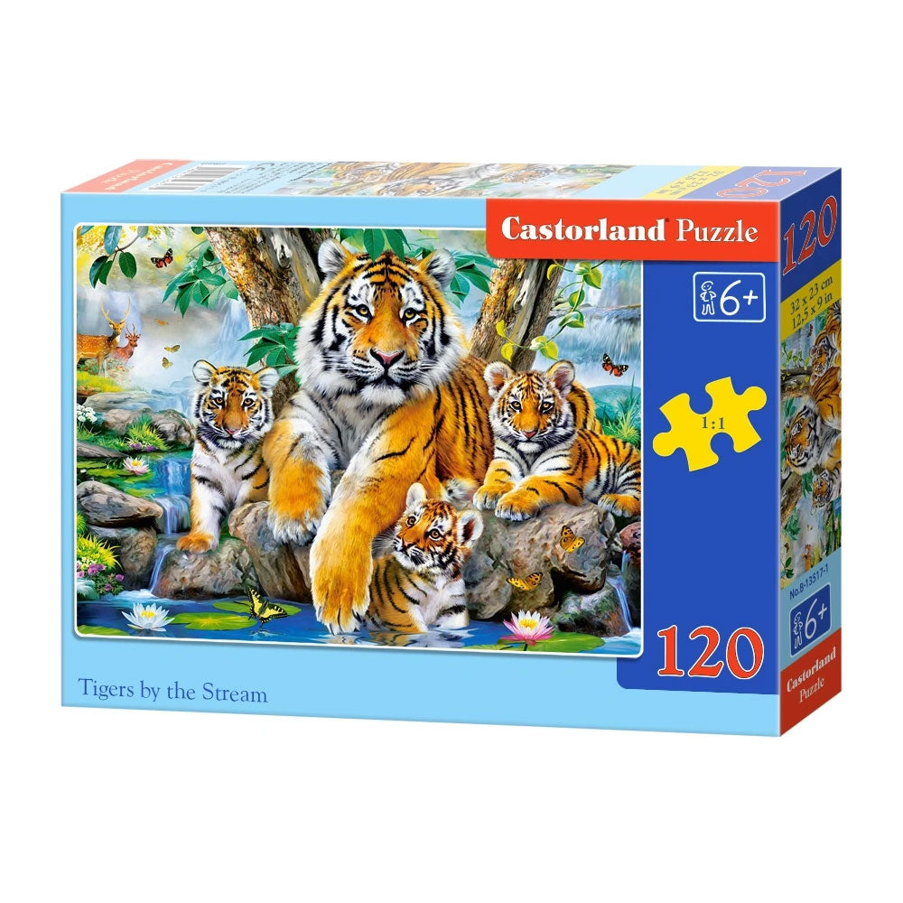 Puzzle-120-Piezas - Tigers by the Stream
