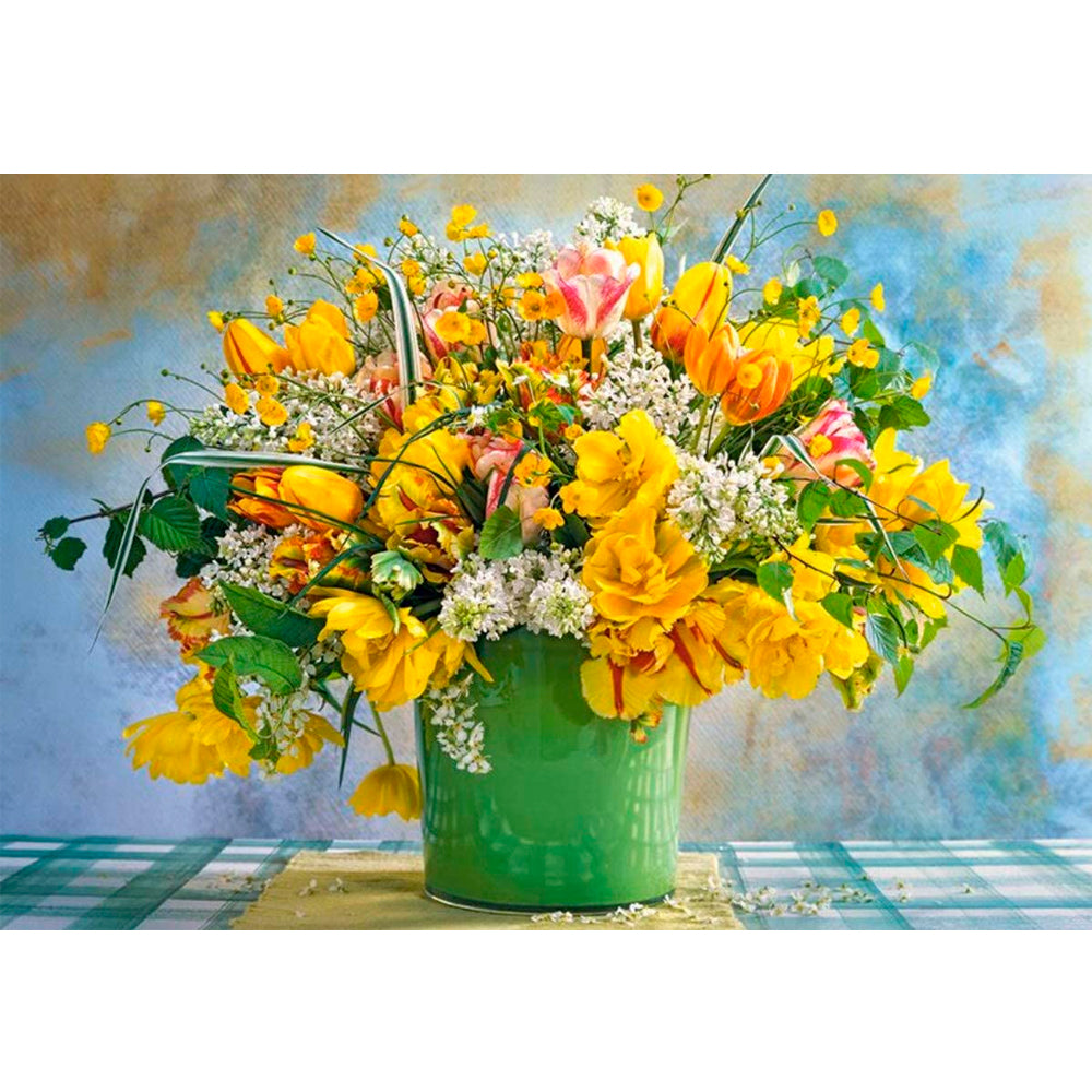 Puzzle 1000 Piezas - Spring Flowers in Green Vase - puzles.cl