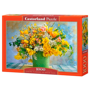 Puzzle 1000 Piezas - Spring Flowers in Green Vase - puzles.cl