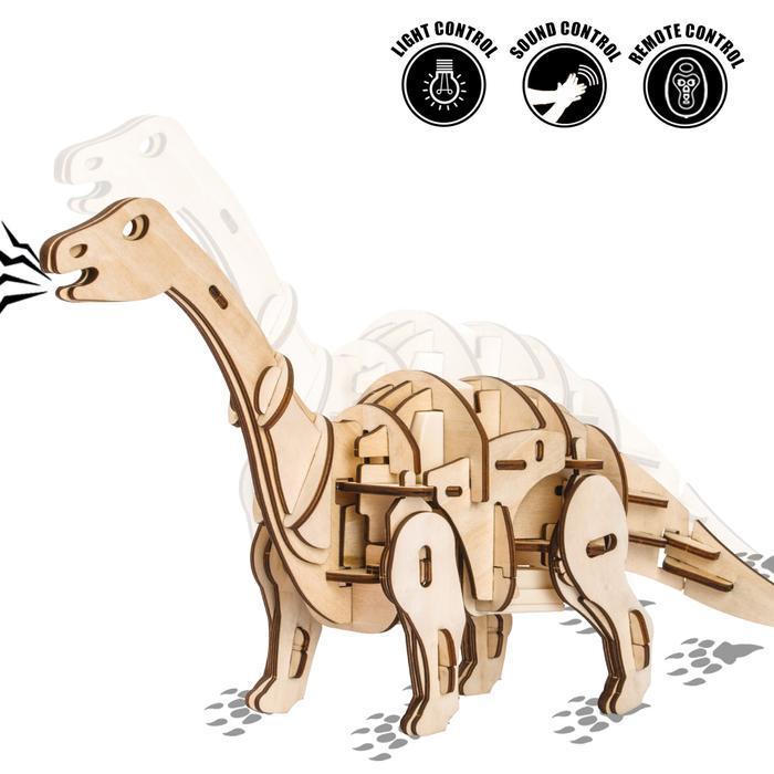 Dinosarurio Apatosaurio Puzzle 3D de Madera - Motorizado - puzles.cl