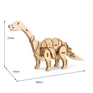 Dinosarurio Apatosaurio Puzzle 3D de Madera - Motorizado - puzles.cl
