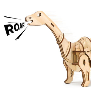 Dinosarurio Apatosaurio Puzzle 3D de Madera - Motorizado - puzles.cl